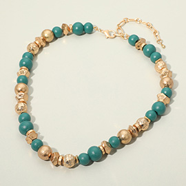 Metallic Accent Chunky Beaded Statement Necklace