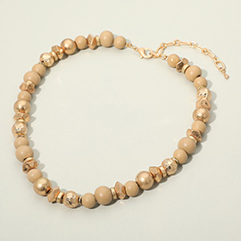 Metallic Accent Chunky Beaded Statement Necklace