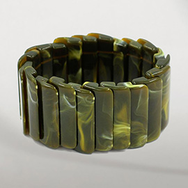 Wide Marbled Stretch Statement Bracelet
