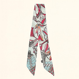 Floral Pattern Printed Twilly Skinny Scarf