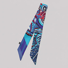 Abstract Pattern Printed Twilly Skinny Scarf