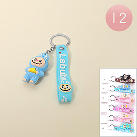 12PCS - Monster Bunny Cartoon Character Strap Keychains