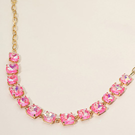 Cushion Square Stone Link Evening Necklace