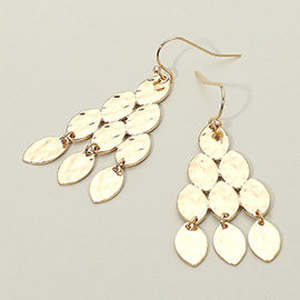 Hammered Metal Tiered Drop Dangle Earrings