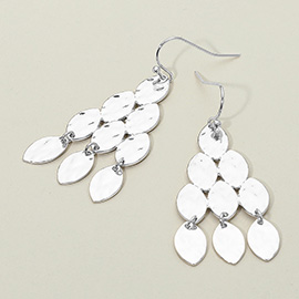Hammered Metal Tiered Drop Dangle Earrings