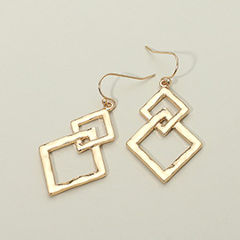 Geometric Open Metal Square Link Drop Dangle Earrings