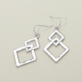 Geometric Open Metal Square Link Drop Dangle Earrings