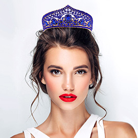 Teardrop Stone Cluster Accent Intricate Design Crown Tiara