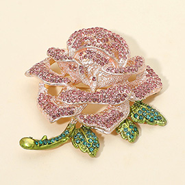 Stone Paved Rose Pin Brooch