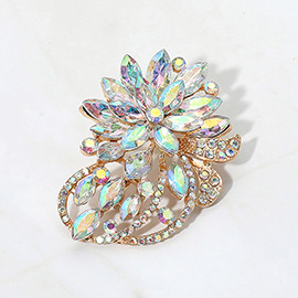 Floral Rhinestone Pin Brooch / Pendant