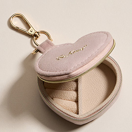 BE KIND Embroidered Heart Shaped Travel Jewelry Case Keychain / Bag Charm