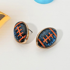 Glittered Football Stud Earrings