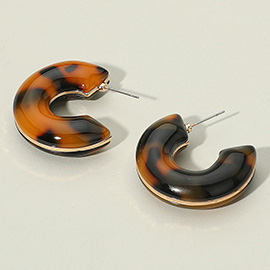 Chunky Two Tone Resin Hoop Earrings