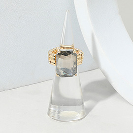 Faceted Emerald Cut Stone Cluster Stretch Ring