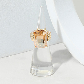 Faceted Emerald Cut Stone Cluster Stretch Ring