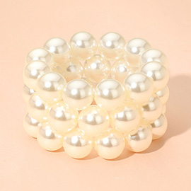 3PCS - Chunky Pearl Beaded Stretch Multi Layered Bracelets