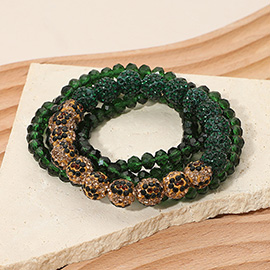 4PCS - Shamballa Ball Faceted Beaded Stretch Multi Layered Bracelets