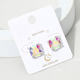 Cushion Square Stone Stud Evening Earrings