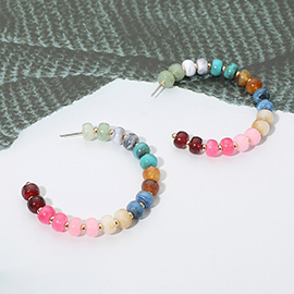 Gold Dipped Hypoallergenic Bold Beaded Hoop Earrings