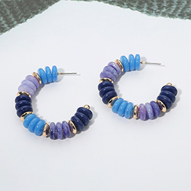 Gold Dipped Beaded Hoop Earrings