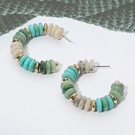 Gold Dipped Beaded Hoop Earrings