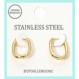 Stainless Steel Geometric Square Mini Huggie Hoop Earrings