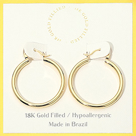 18K Gold Filled Hypoallergenic Pin Catch Hoop Earrings