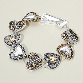 Antique Metal Heart Link Magnetic Bracelet