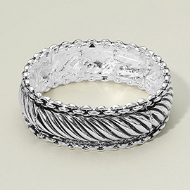 Two Tone Boho Cable Textured Stretch Bracelet