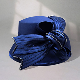 Rhinestone Bow Accent Elegant Dressy Hat