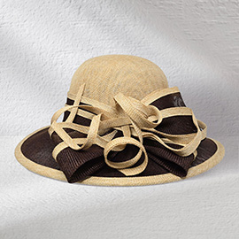Two Tone Bow Accent Elegant Dressy Hat