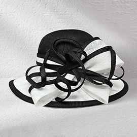 Two Tone Bow Accent Elegant Dressy Hat