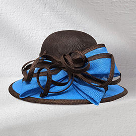 Two Tone Bow Accent Elegant Dressy Hat