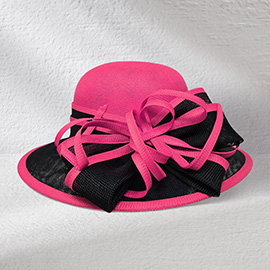 Two Tone Bow Accent Elegant Dressy Hat
