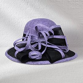 Two Tone Bow Accent Elegant Dressy Hat