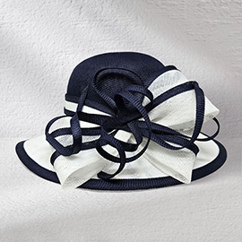 Two Tone Bow Accent Elegant Dressy Hat