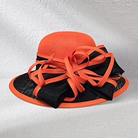 Two Tone Bow Accent Elegant Dressy Hat