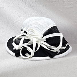Two Tone Bow Accent Elegant Dressy Hat