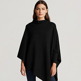 Asymmetrical Cowl Neck Lurex Poncho