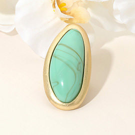 Bold Abstract Oval Natural Stone Stretch Ring