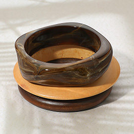 3PCS - Chunky Resin Wooden Stackable Bangle Bracelets