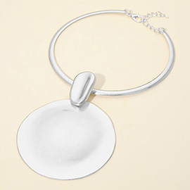 Bold Metal Disc Accent Statement Necklace