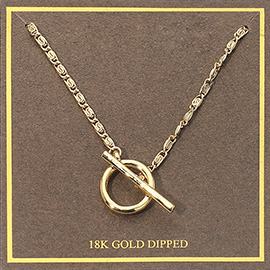 18K Gold Dipped Toggle Pendant Necklace