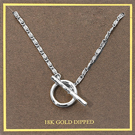 18K Gold Dipped Toggle Pendant Necklace