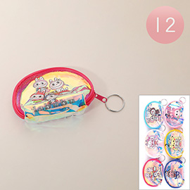 12PCS - Monster Bunny Characters Printed Coin Purses / Keychains