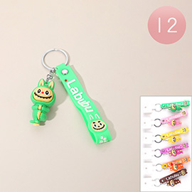 12PCS - Monster Bunny Cartoon Character Strap Keychains