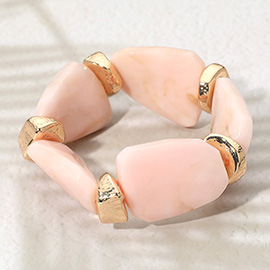 Bold Abstract Marbled Resin Beaded Stretch Statement Bracelet