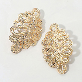 Bold Textured Metal Intricate Knot Earrings