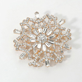 Rhinestone Embellished Snowflake Pin Brooch