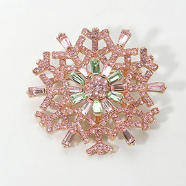 Rhinestone Embellished Snowflake Pin Brooch